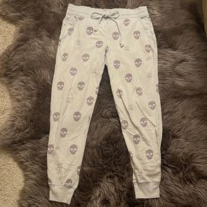 Grey Skull lounge joggers, size medium, Victoria Secret LOVE PINK